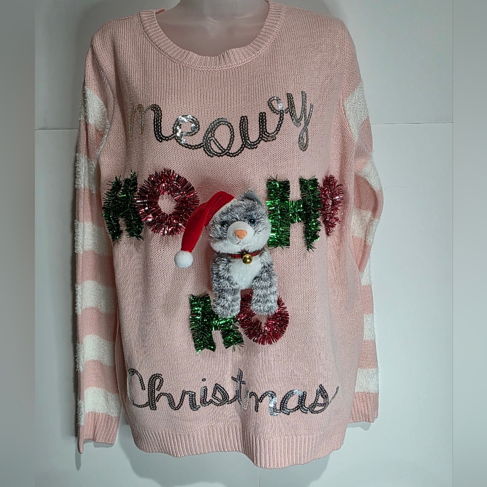 Ugly Cat Christmas Sweater XL